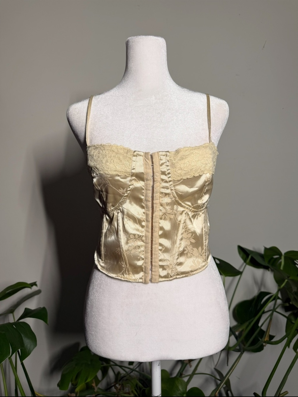 Silky Champagne Satin Bustier Top